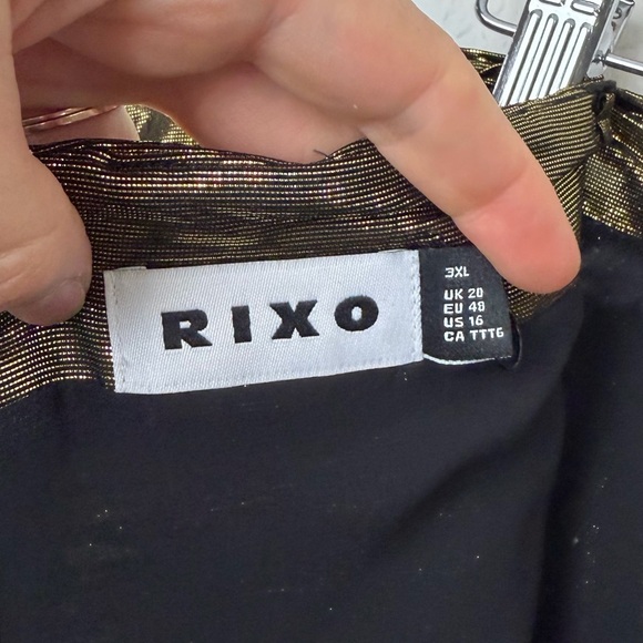 Rixo Strapless Claudette Mermaid Drop Waist Metallic Dress Gold Black 3XL - Picture 8 of 16